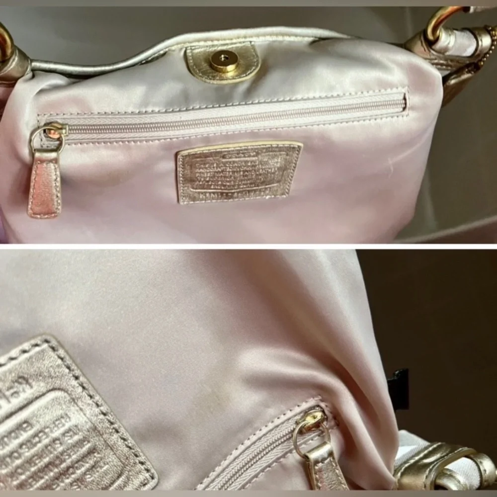 Coach Signature Tan/Metallic Gold Crossbody #M1176-F18478 EXCELLENT CONDITION - Picture 11 of 15
